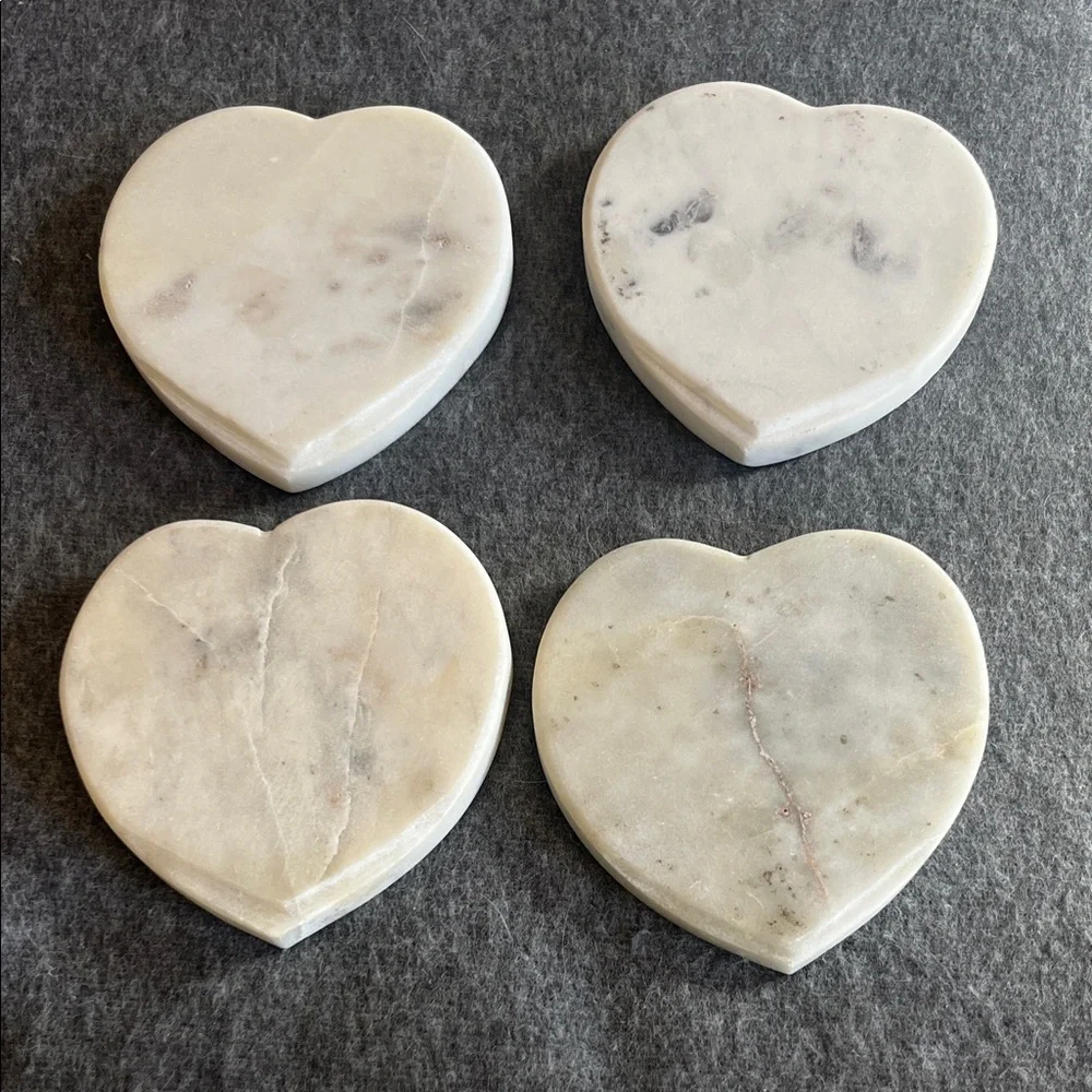 Heart-Shaped Marble Coasters Set of 4
